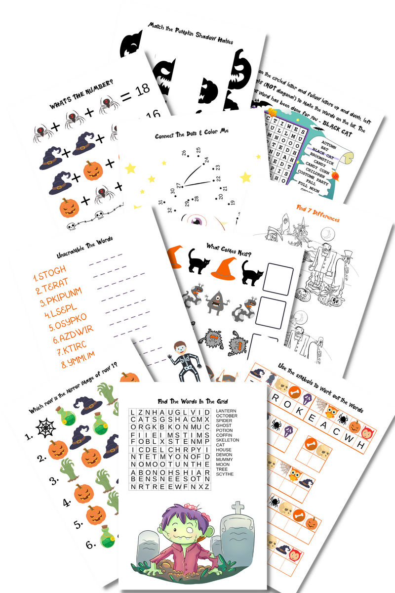 Halloween Activity Worksheets Pack 2 nonscreenactivitiesforkids