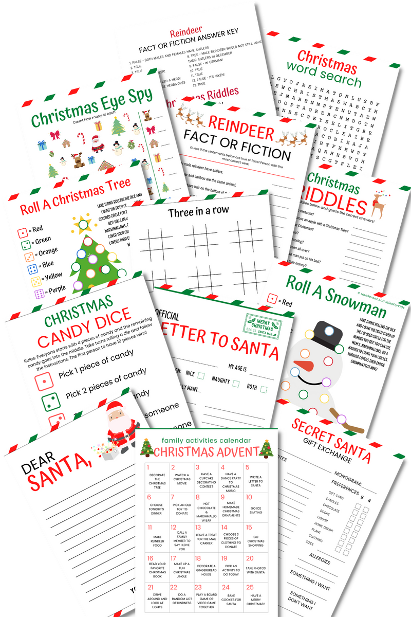 Family Christmas Games nonscreenactivitiesforkids