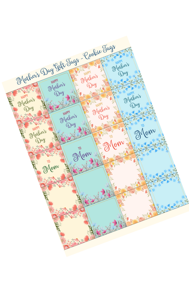 Printable Mother's Day Gift Tags For Mom Mum Colorful Cute Cookie Pres