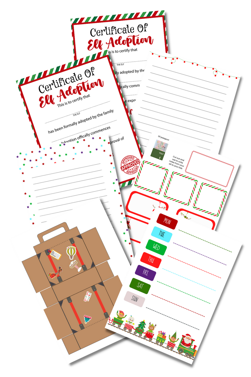 Christmas Elf Suitcase, Adoption Certificate & Notepaper – non-screen ...