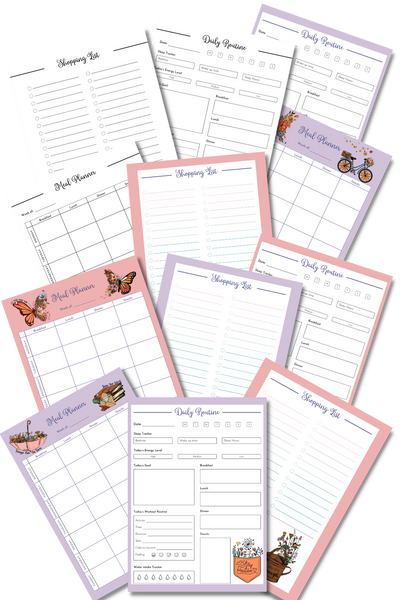 Blank Meal Planner and Grocery Shopping List Templates