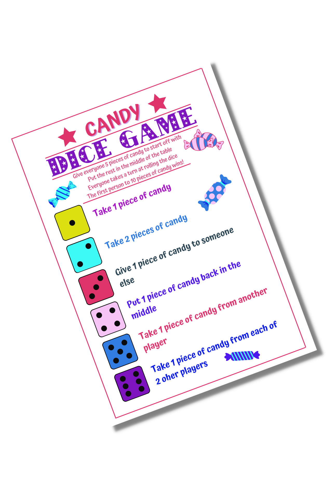 Candy Dice Game – non-screen-activities-for-kids for Candy Dice Game Free Printable